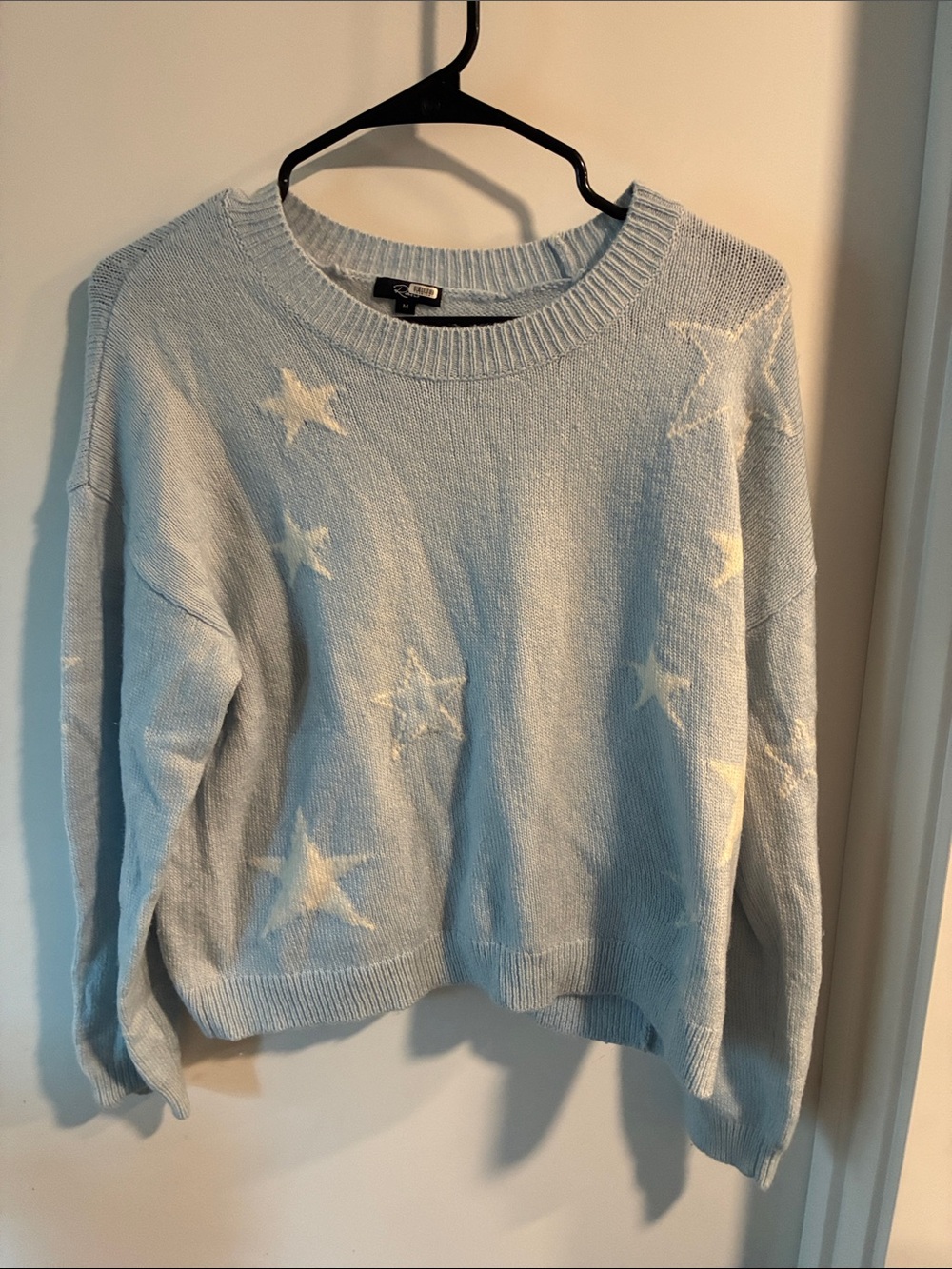 Light Blue Star Knit Sweater - Women